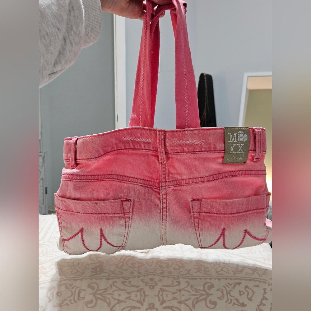 Upcycled Pink Mexx Jeans Bag with Necklace